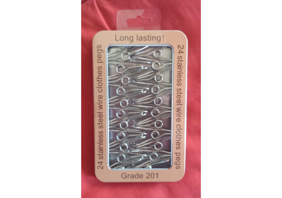 24 grade 201 ss wire pegs in a tin box