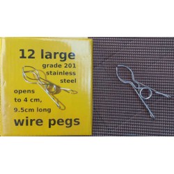 12 bent grade 201 stainless steel wire pegs in a cardboard box