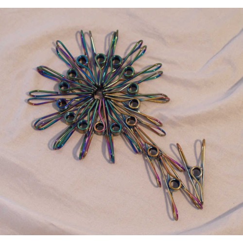 36 grade 316 ss rainbow wire clothes pegs in a hemp bag