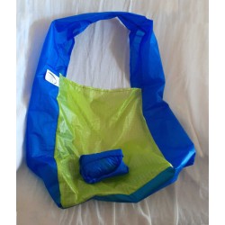 One shopping bag, blue - lime green